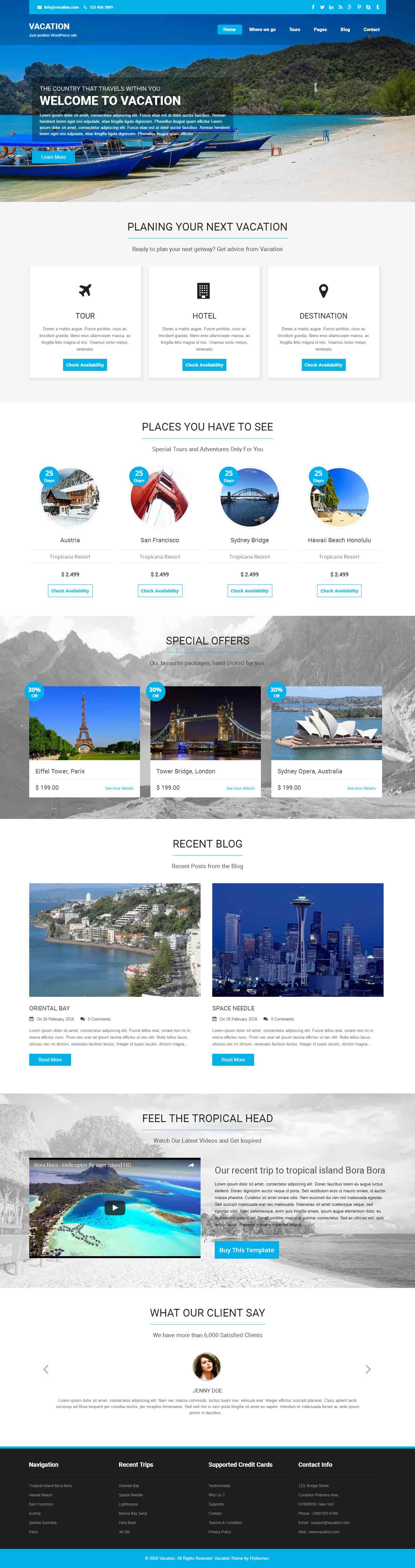 Vacation WordPress theme is speacilly built for tour and travels services