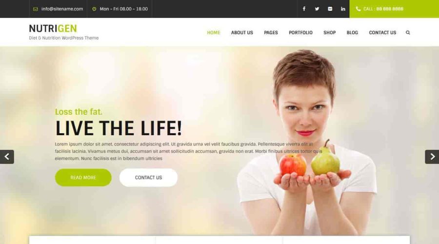 diet and nutrition WordPress theme