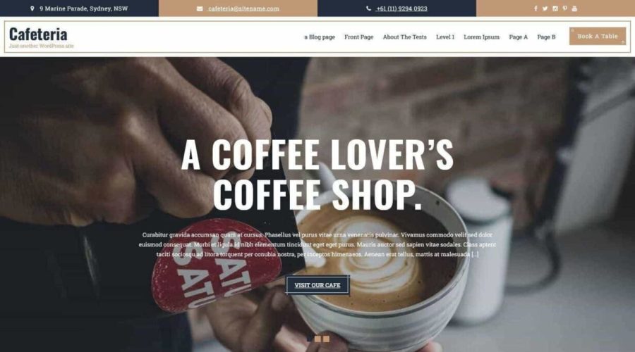 Cafeteria is a coffee shop WordPress theme made for coffee shops.