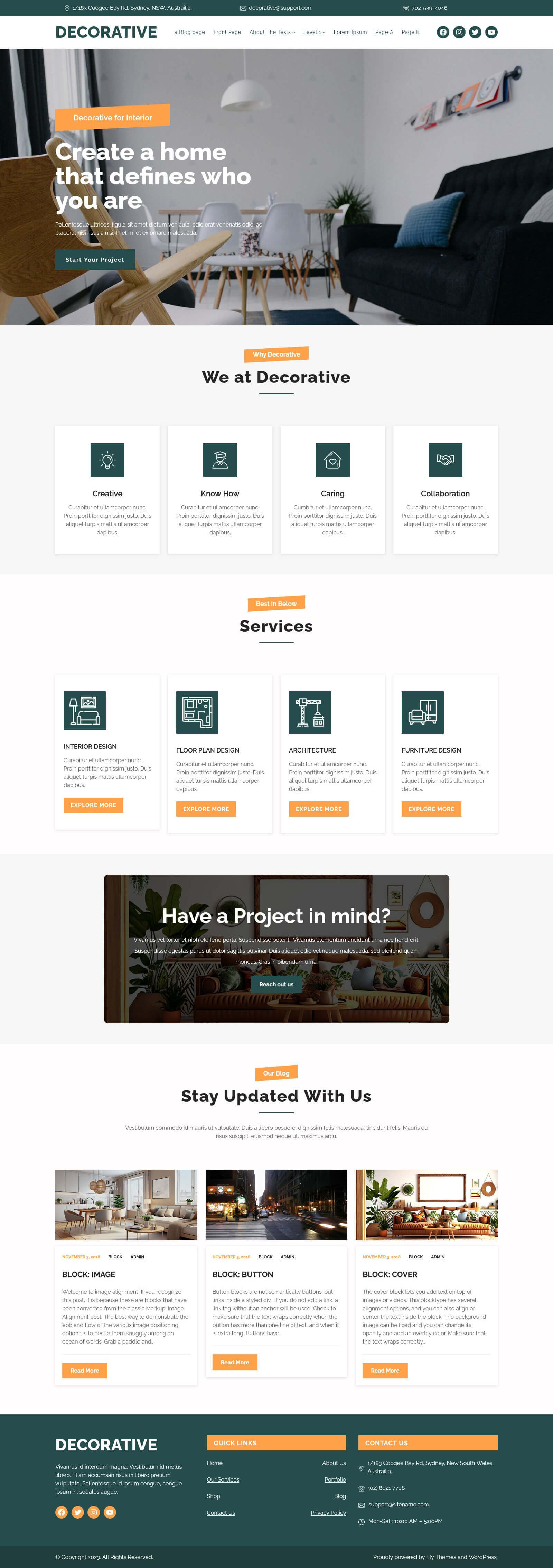 Decorative WordPress theme made for Interior Decorators.