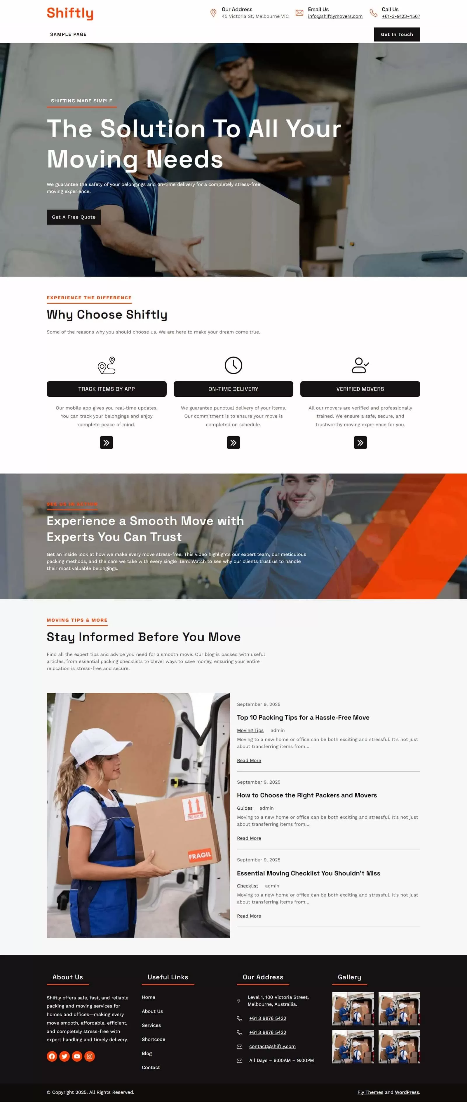 Shiftly Shiftly WordPress theme made for movers and packers services.